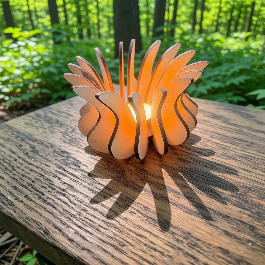 Teelichthalter im geschwungenen Lotus-Design