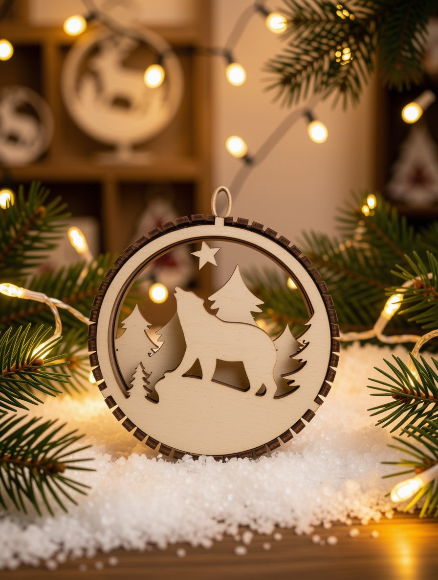 Holz-Christbaumschmuck Bär im Wald
